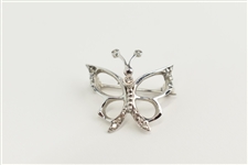 14K White Gold Butterfly Pin with Diamond Accents