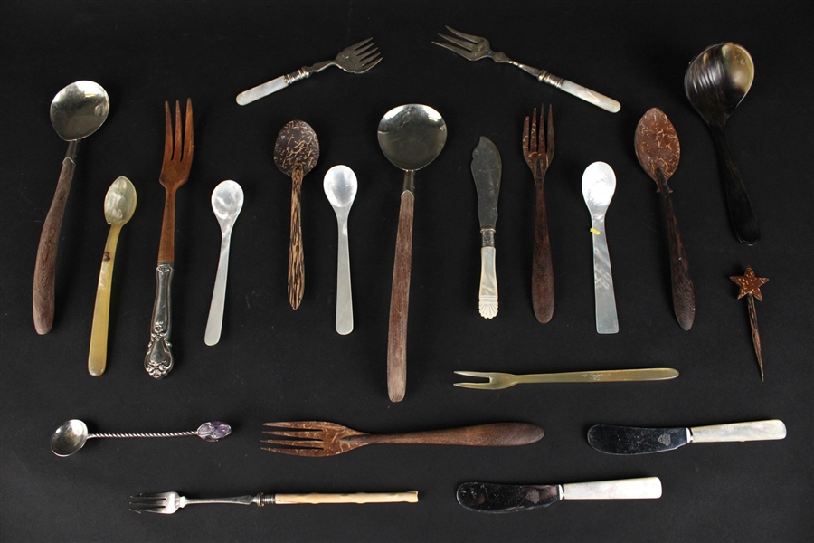 Collection of Wood and Mother of Pearl Flatware