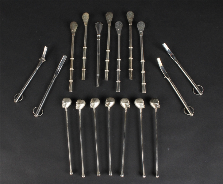 Seven Skull and Bone Silver Metal Stirrers