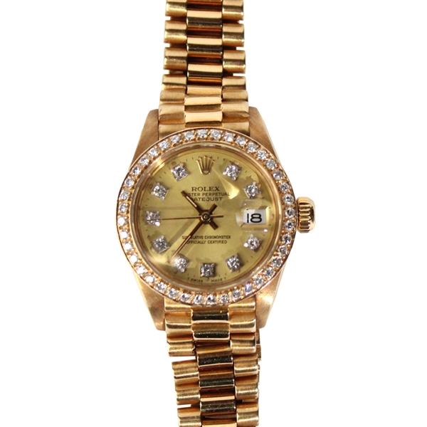 Rolex 18K Rose Gold and Diamond Watch