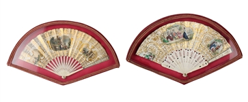 Pair of Shadowbox Framed Courting Hand Fans