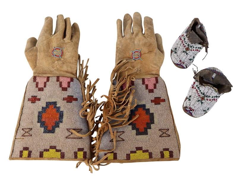 Native American Gloves and Childs Moccasins 