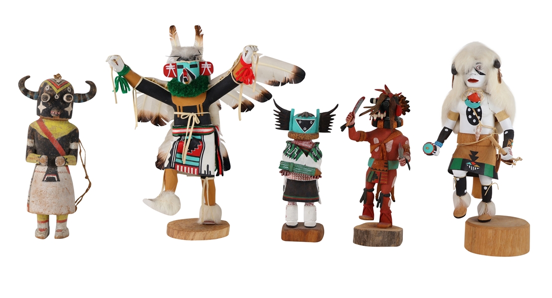 Five Painted Wood Kachina Dolls