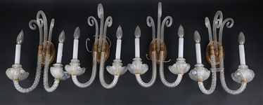 Four George III Style Glass and Gilt Wall Sconces