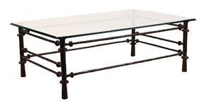 Modern Patinated Metal Glass Top Low Table