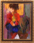 Irma Cavat, Oil on Canvas, Girl with Plant