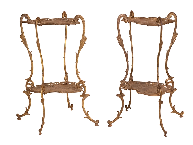 Pair of Louis XIV Style Gilt Bronze Plant Stands