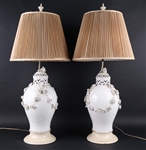 Pair of Leeds Style Pearlware Lamps
