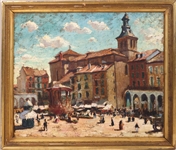 Max Kuehne, Oil on Canvas, Italian Street Square