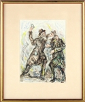 John Wenger, Watercolor, Two Elderly Drunks