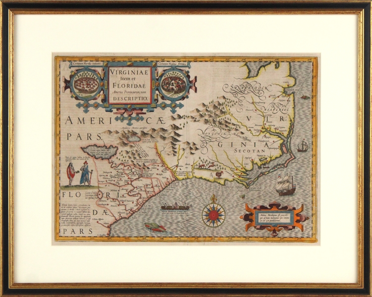 Hondius, Map of Virginia and the Carolinas