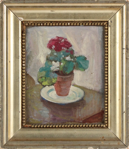 Oil on Canvas, Floral Still Life in Planter