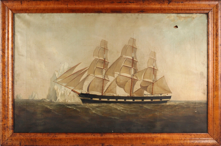 American School, Oil on Canvas Clipper Ship Kalos