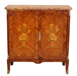 Louis XVI Marquetry Inlaid Marble Top Cabinet
