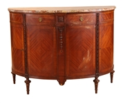 Louis XVI Style Marble Top Demilune Cabinet