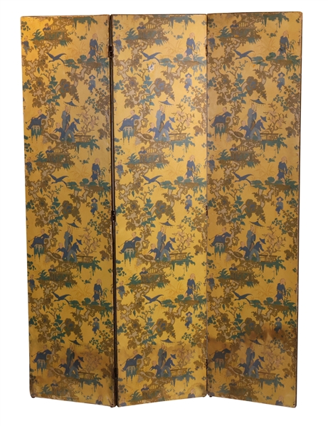 Chinoiserie Decorated Three Panel Screen