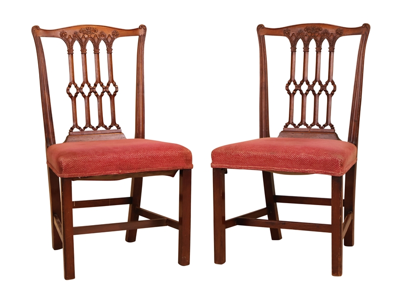 Pair of George III Carved Mahogany Chairs