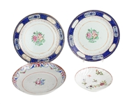 Four Chinese Export Porcelain Plates