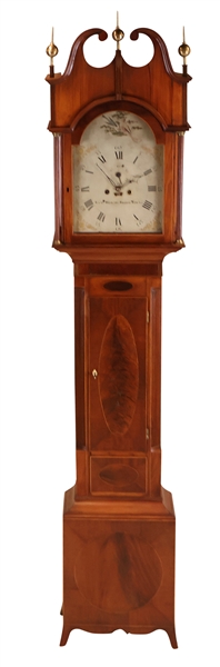 Federal Inlaid Mahogany Tall Clock, Isaac Brokaw