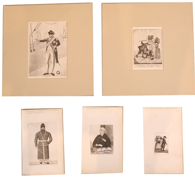Five John Kay Engravings of Figures