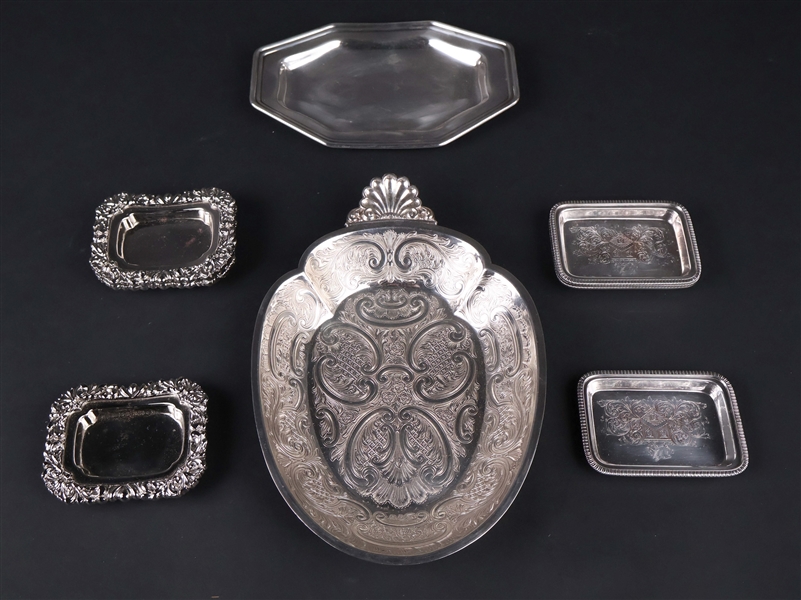 Nine Silver Plated Trays and Dishes