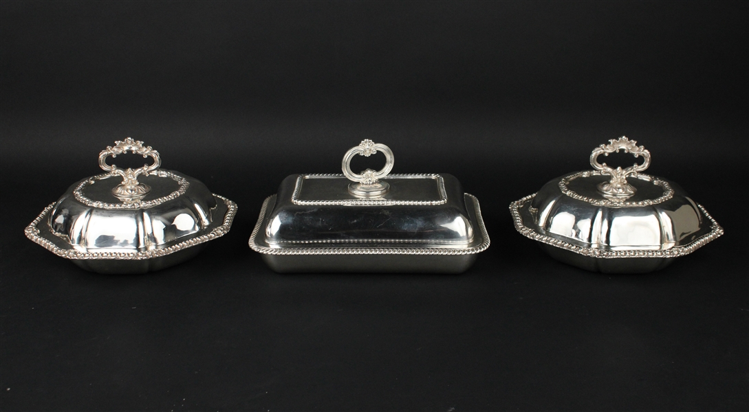 Three Vintage Silver Plated Covered Vegetables