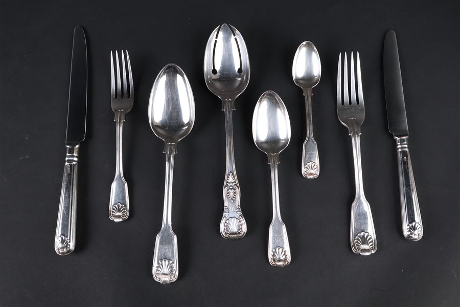 Fiddle Head, Thread and Shell Sterling Flatware