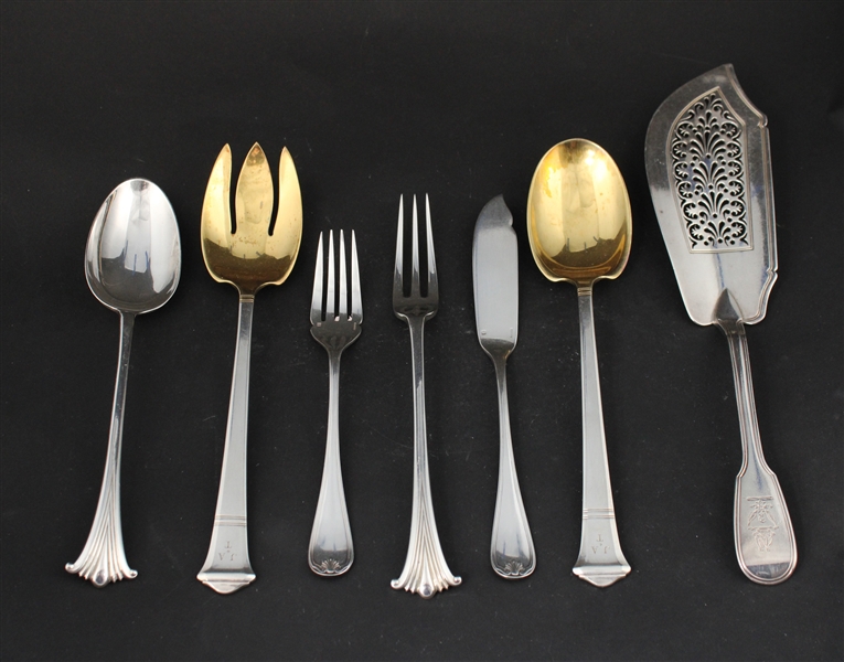 Tiffany Sterling Silver and Gilt Salad Servers
