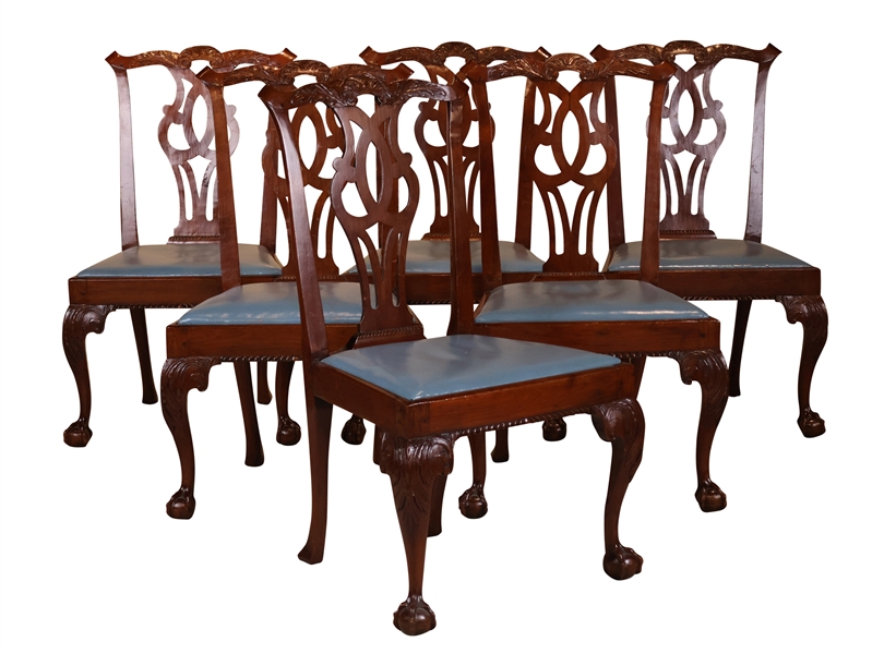 Set of 6 George III Carved Walnut Side Chairs