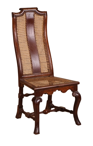 Baroque Walnut Caned Side Chair