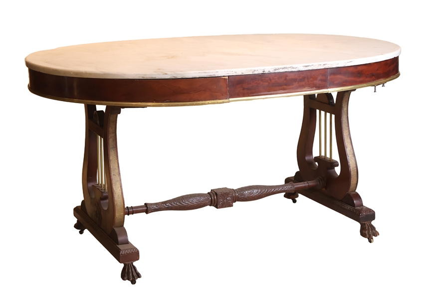 Regency Marble Top Mahogany Center Table