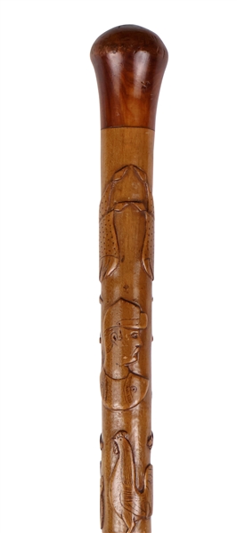 Folk Carved Knob-Top "GAR" Cane