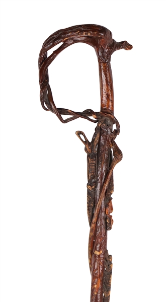 Carved Cane with Alligators