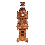 Folk Marquetry & Parquetry Inlaid Clock on Stand