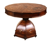 Folk Marquetry and Parquetry Inlaid Center Table