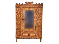 Folk Parquetry Inlaid Mirrored Wall Cabinet