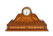Folk Parquetry and Marquetry Inlaid Scroll Clock