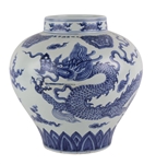 Chinese Blue and White Dragon Decorated Vase