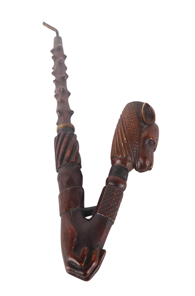 Folk Art Carved Maple Pipe